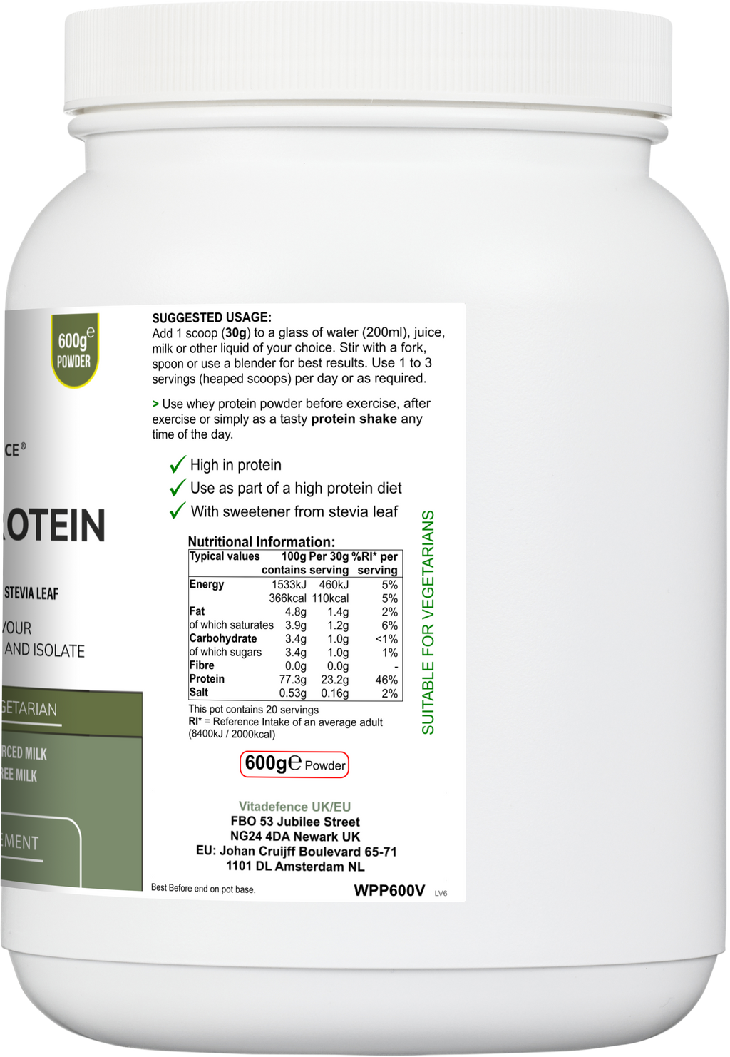 Whey Protein Multi | Vanilla Flavour Protein Powder with Stevia – 600 g