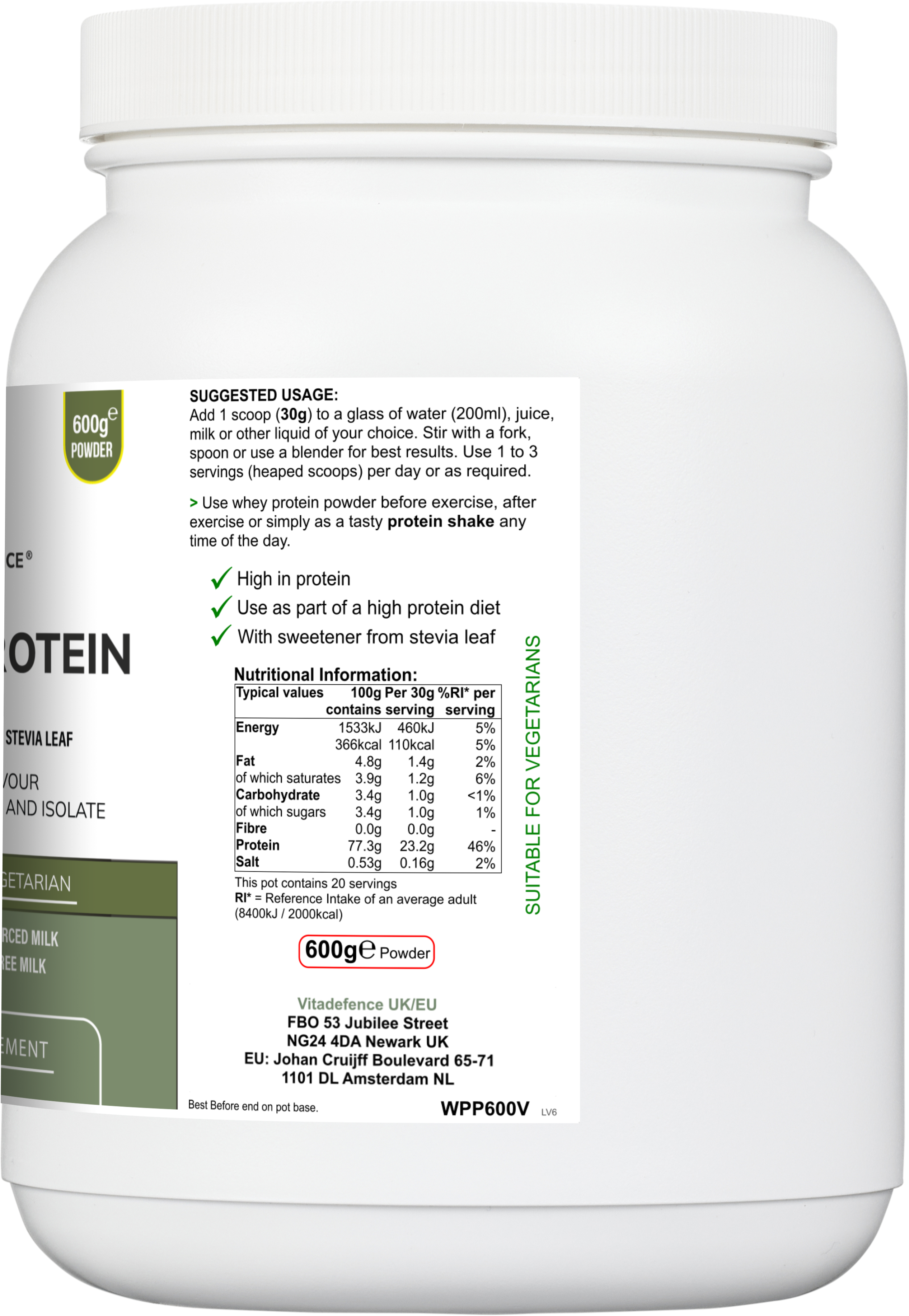 Whey Protein Multi | Vanilla Flavour Protein Powder with Stevia – 600 g