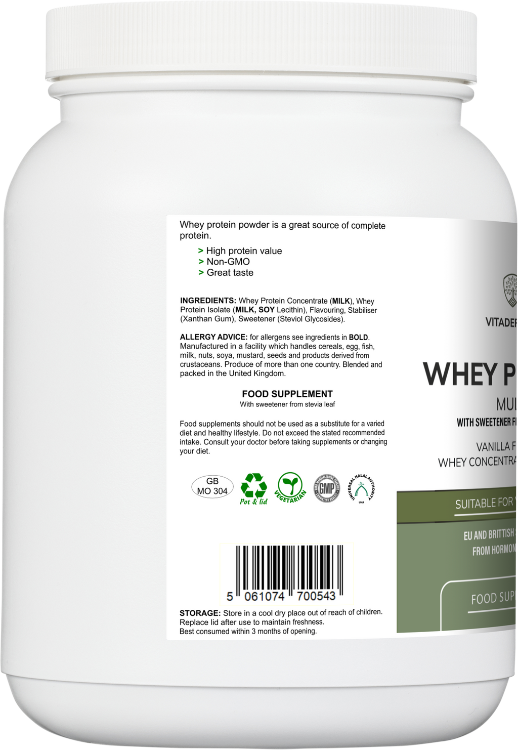 Whey Protein Multi | Vanilla Flavour Protein Powder with Stevia – 600 g